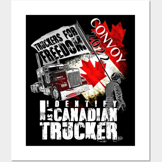 Canada Freedom Convoy 2022 Canadian Truckers Support flag Wall Art by aeroloversclothing